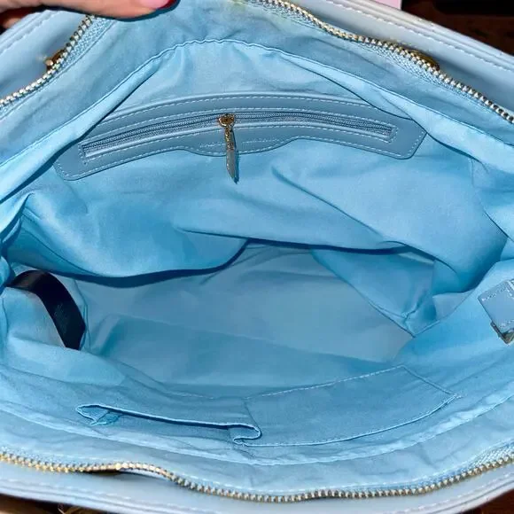 Badgley Mischka Tote Bag Aqua Quilted Chain New With Tags - Picture 5 of 8